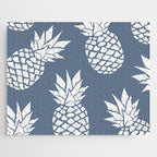 Festive, Tropical, Pineapples, Blue and White Jigsaw Puzzle Gallery Image 1