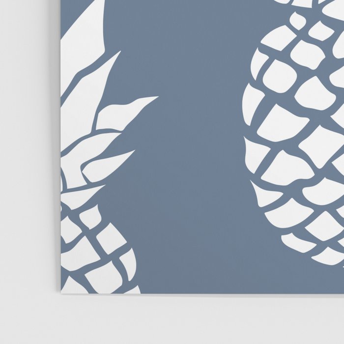 Festive, Tropical, Pineapples, Blue and White Poster Gallery Image 3