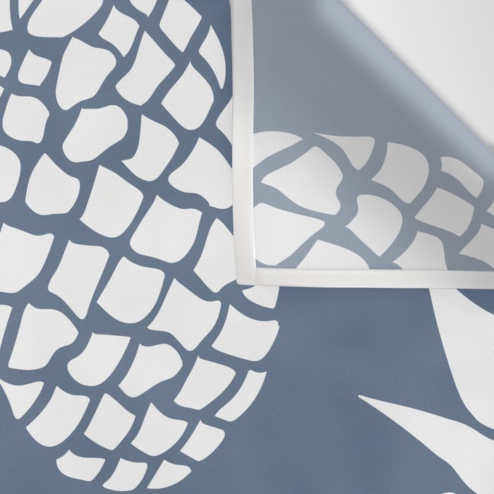 Festive, Tropical, Pineapples, Blue and White Wall Tapestry Gallery Image 3