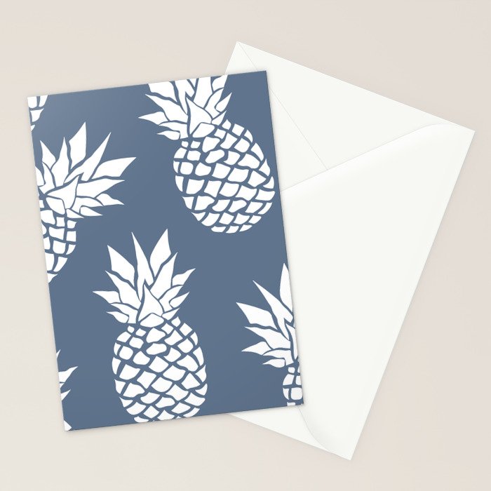 Festive, Tropical, Pineapples, Blue and White Stationery Card Gallery Image 2