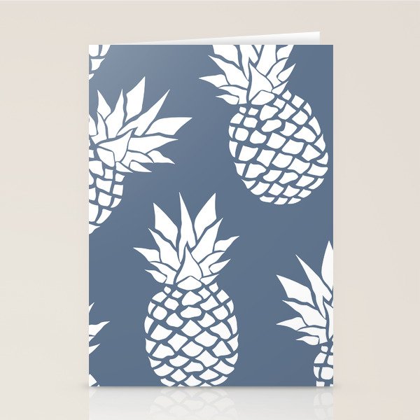Festive, Tropical, Pineapples, Blue and White Stationery Card Gallery Image 2