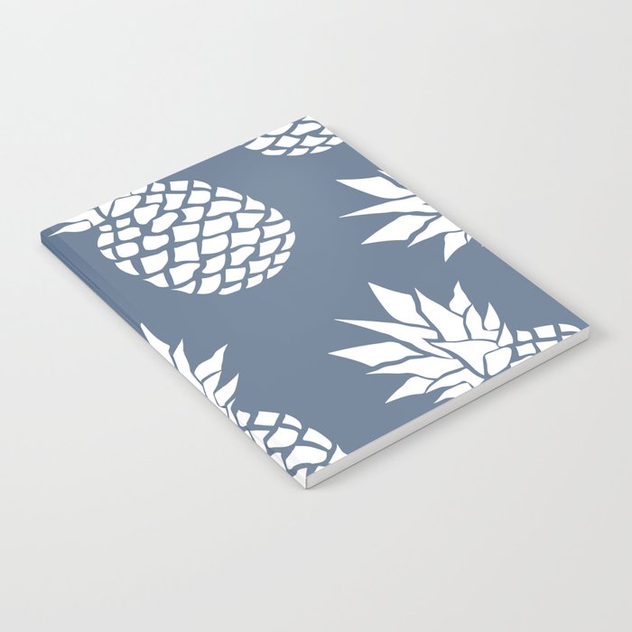 Festive, Tropical, Pineapples, Blue and White Notebook Gallery Image 1