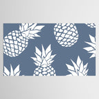 Festive, Tropical, Pineapples, Blue and White Tablecloth Gallery Image 2