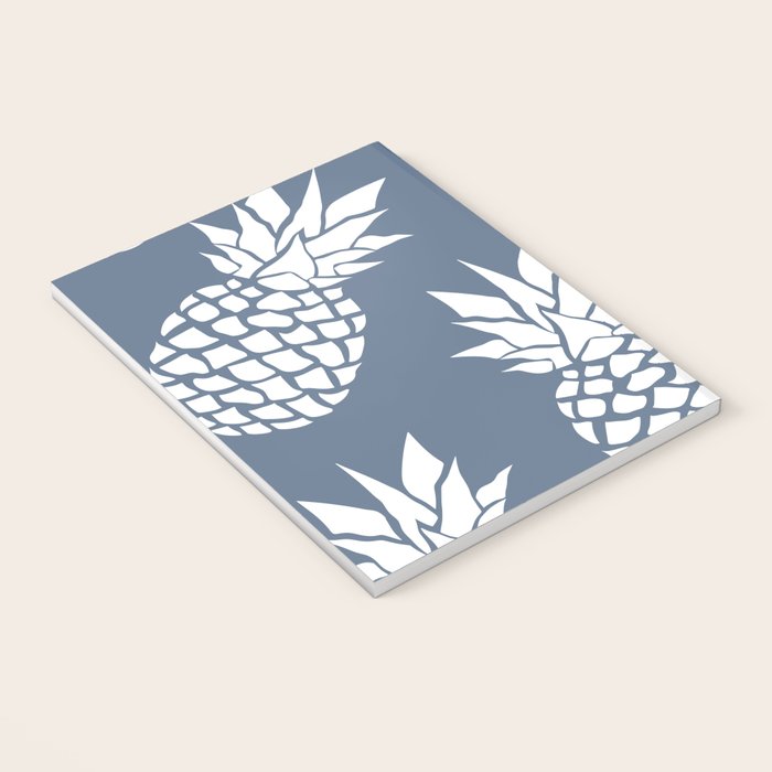 Festive, Tropical, Pineapples, Blue and White Notebook Gallery Image 3