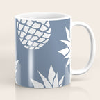 Festive, Tropical, Pineapples, Blue and White Coffee Mug Gallery Image 1