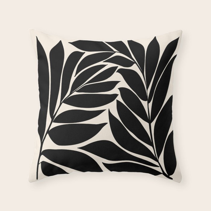 Black Seagrass Shapes Drawing Throw Pillow Gallery Image 6