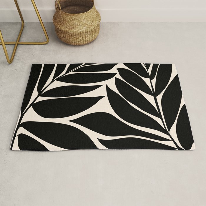 Black Seagrass Shapes Drawing Rug Gallery Image 1