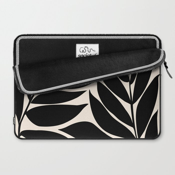 Black Seagrass Shapes Drawing Laptop Sleeve Gallery Image 2