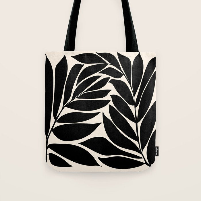 Black Seagrass Shapes Drawing Tote Bag Gallery Image 1