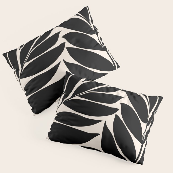 Black Seagrass Shapes Drawing Pillow Sham Gallery Image 3