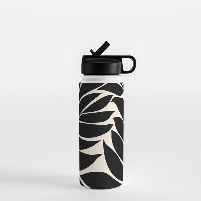 Black Seagrass Shapes Drawing Water Bottle Gallery Image 1