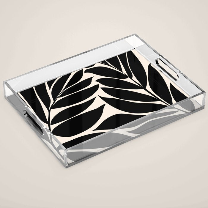 Black Seagrass Shapes Drawing Acrylic Tray Gallery Image 1