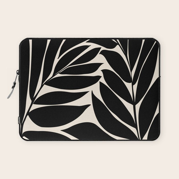 Black Seagrass Shapes Drawing Laptop Sleeve Gallery Image 1