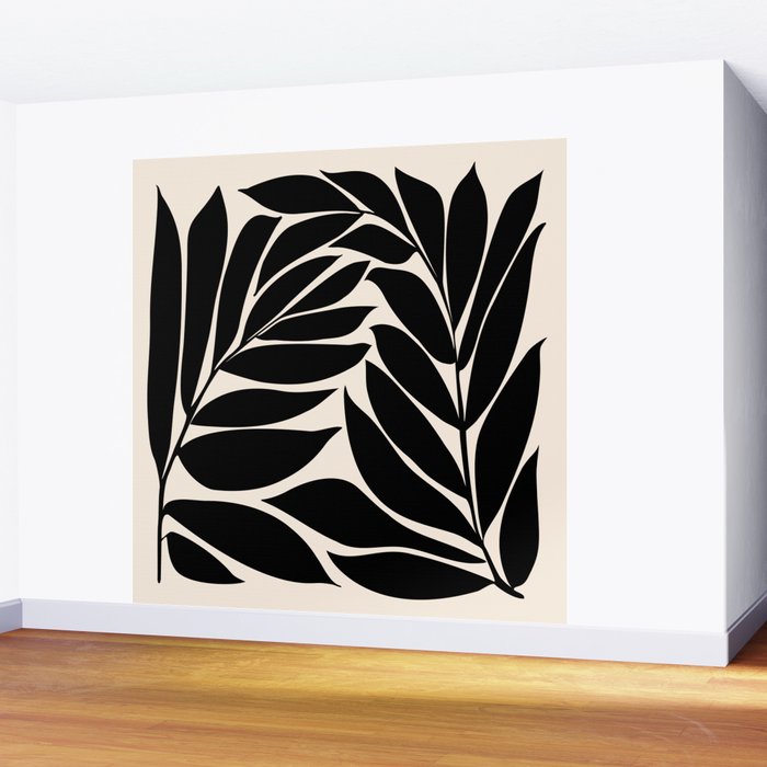 Black Seagrass Shapes Drawing Wall Mural Gallery Image 2
