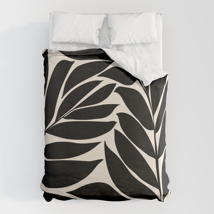 Black Seagrass Shapes Drawing Duvet Cover Gallery Image 6