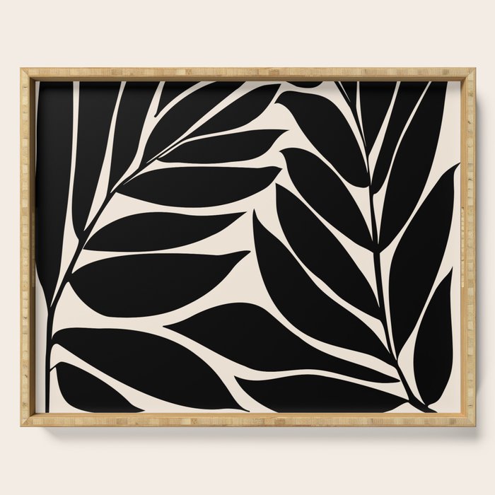 Black Seagrass Shapes Drawing Serving Tray Gallery Image 1