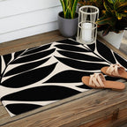 Black Seagrass Shapes Drawing Outdoor Rug Gallery Image 2