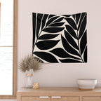 Black Seagrass Shapes Drawing Wall Tapestry Gallery Image 2