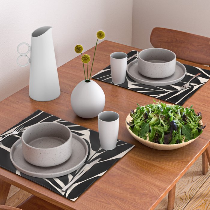 Black Seagrass Shapes Drawing Placemat Gallery Image 2