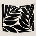 Black Seagrass Shapes Drawing Wall Tapestry Gallery Image 4