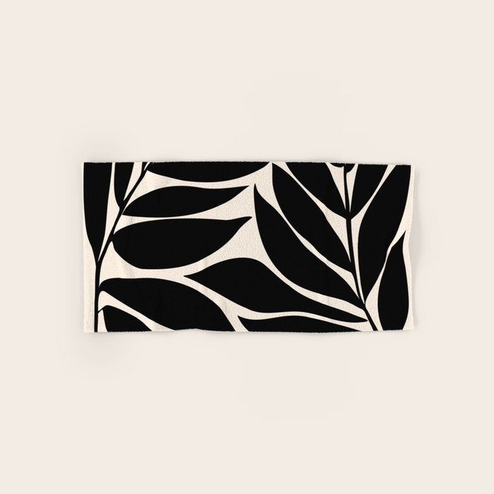 Black Seagrass Shapes Drawing Bath Towel Gallery Image 1