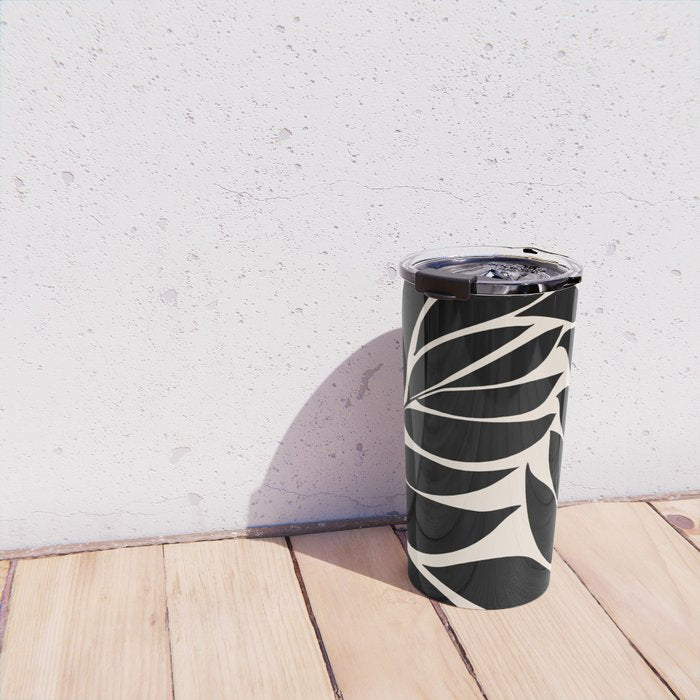 Black Seagrass Shapes Drawing Travel Mug Gallery Image 4