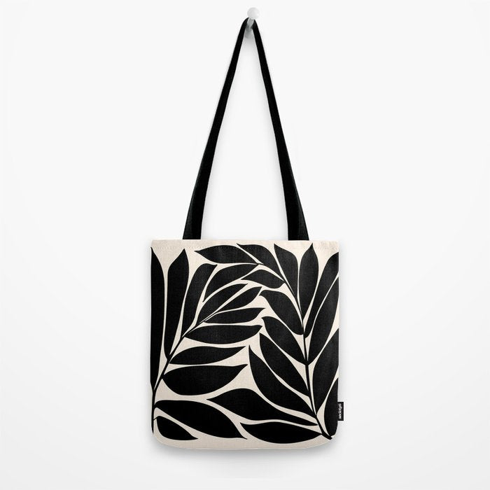 Black Seagrass Shapes Drawing Tote Bag Gallery Image 2