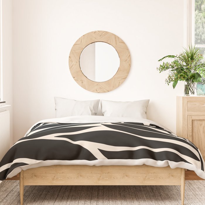 Black Seagrass Shapes Drawing Duvet Cover Gallery Image 3