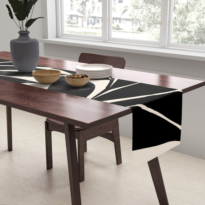 Black Seagrass Shapes Drawing Table Runner Gallery Image 2