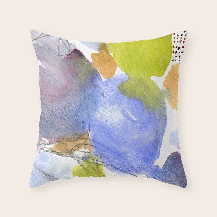 Spring Equinox x colorful happy watercolor abstract painting Throw Pillow Gallery Image 6