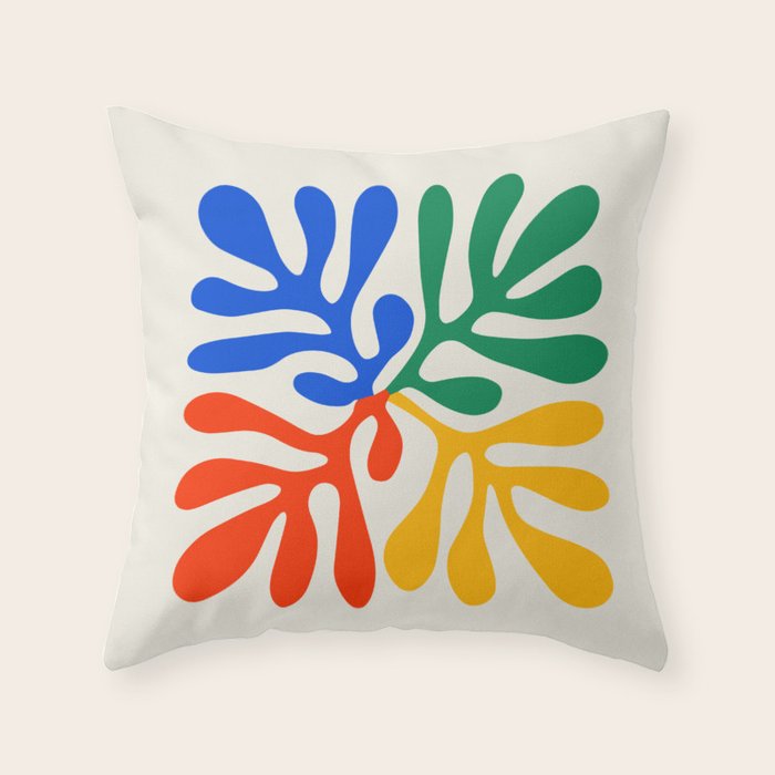 Nature Leaf Cutouts II: Day Edition | Mid-Century Henri Matisse Series Throw Pillow Gallery Image 1