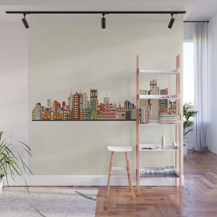 detroit skyline Wall Mural Gallery Image 1