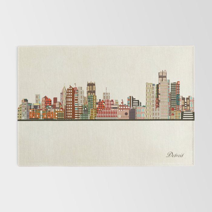 detroit skyline Rug Gallery Image 2