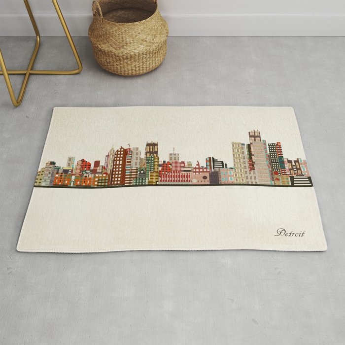 detroit skyline Rug Gallery Image 1