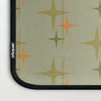 Mid Century Modern Atomic Stars and Lines Olive Green and Cantaloupe Orange Pattern Laptop Sleeve Gallery Image 3