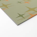 Mid Century Modern Atomic Stars and Lines Olive Green and Cantaloupe Orange Pattern Welcome Mat Gallery Image 2