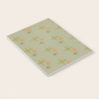 Mid Century Modern Atomic Stars and Lines Olive Green and Cantaloupe Orange Pattern Notebook Gallery Image 3