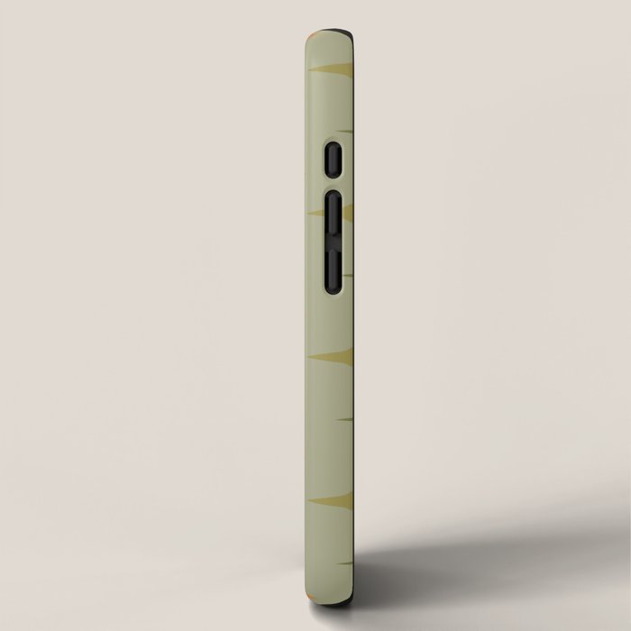 Mid Century Modern Atomic Stars and Lines Olive Green and Cantaloupe Orange Pattern iPhone Case Gallery Image 2