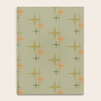 Mid Century Modern Atomic Stars and Lines Olive Green and Cantaloupe Orange Pattern Notebook Gallery Image 4