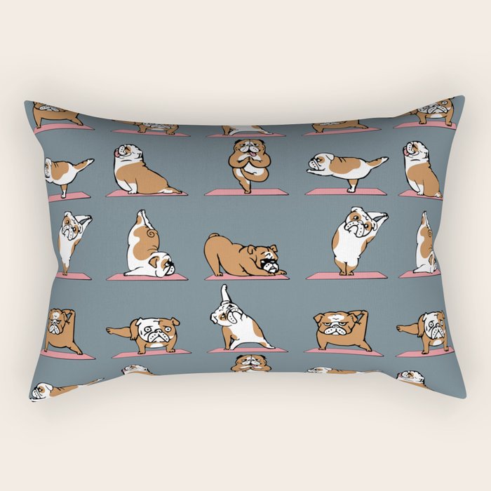 English Bulldog Yoga Rectangular Pillow Gallery Image 1