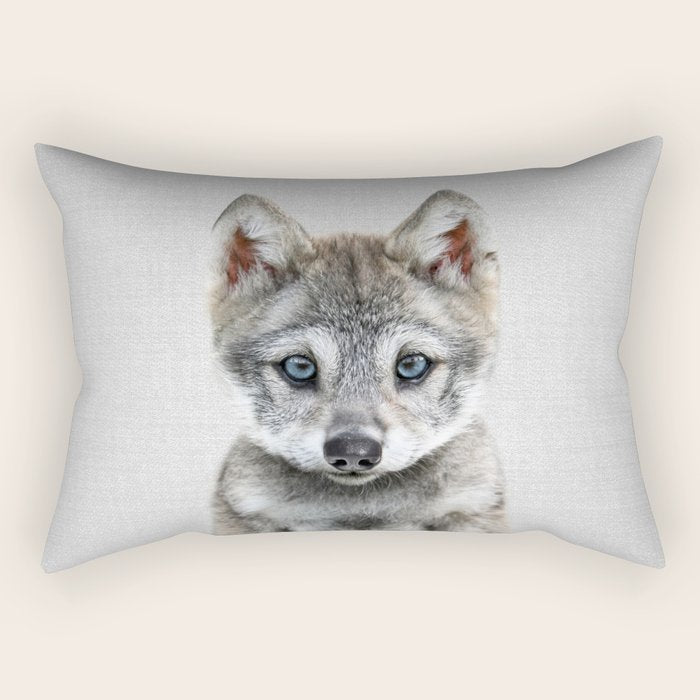 Baby Wolf - Colorful Rectangular Pillow Gallery Image 1