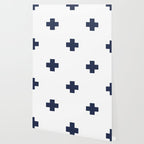 Navy Blue Swiss Cross Pattern Wallpaper Gallery Image 2