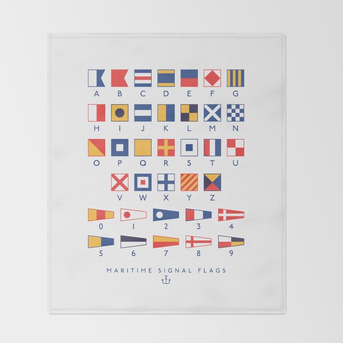 Maritime Nautical Signal Flags Chart - White Throw Blanket Gallery Image 2