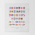 Maritime Nautical Signal Flags Chart - White Throw Blanket Gallery Image 2
