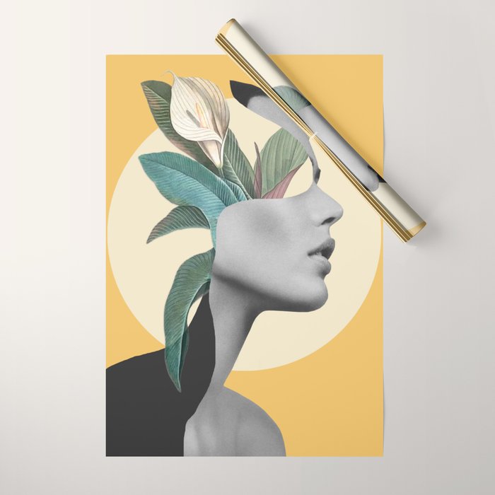 Floral Portrait /collage 3 Wrapping Paper Gallery Image 1