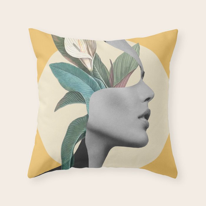 Floral Portrait /collage 3 Throw Pillow Gallery Image 1