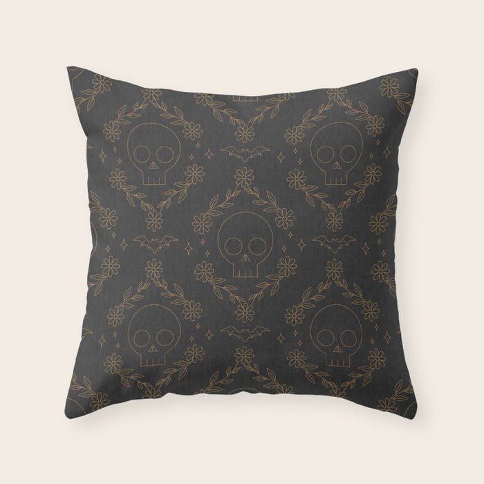 Skull Ogee Throw Pillow Gallery Image 6