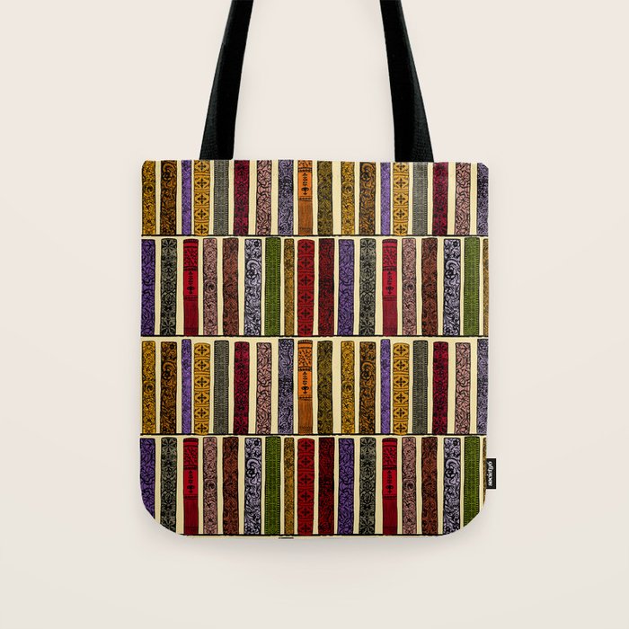Whimsigothic Dark Academia Vintage Ornate Antique Books on Bookshelves Tote Bag Gallery Image 1