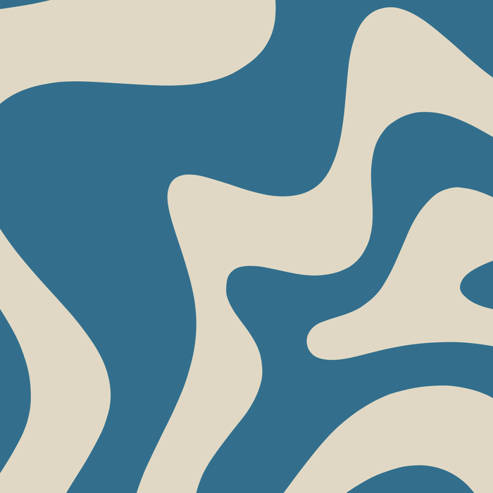 Retro Liquid Swirl Abstract Pattern in Beige and Boho Blue Coffee Mug Gallery Image 2