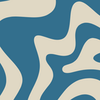 Retro Liquid Swirl Abstract Pattern in Beige and Boho Blue Coffee Mug Gallery Image 2